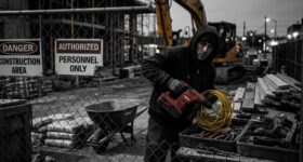 A thief stealing tools