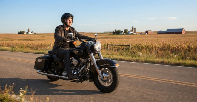Young man riding his motorcycle